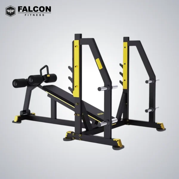 banca declinada con rack peso libre falcon fitness maquinas de gym maquinas para hacer ejercicio gym en casa