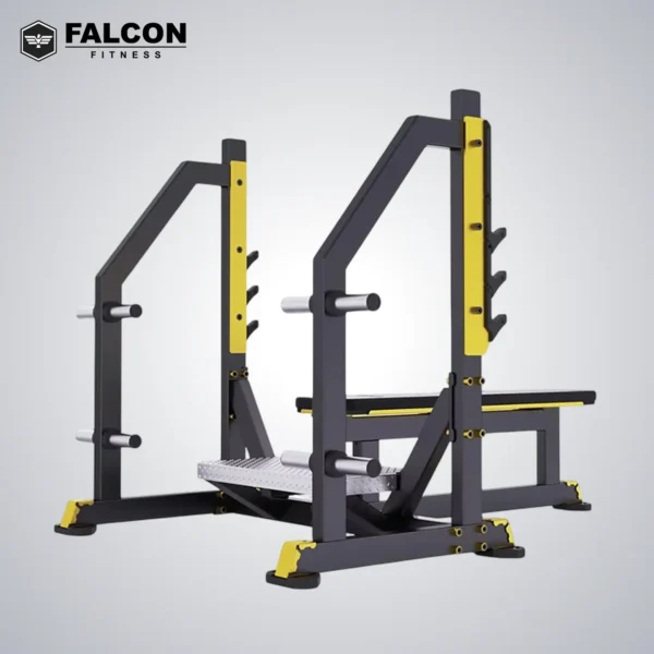 banca plana con rack peso libre falcon fitness maquinas de gym maquinas para hacer ejercicio gym en casa 2